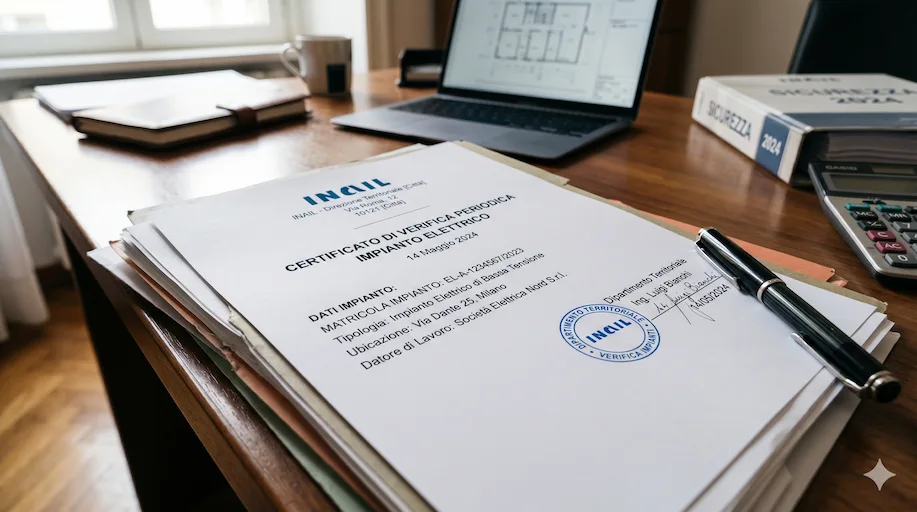 Documento ufficiale INAIL con matricola impianto di terra